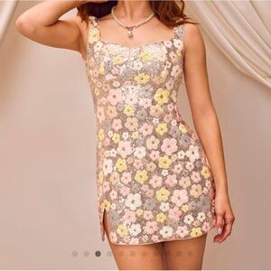 Floral sequin mini dress